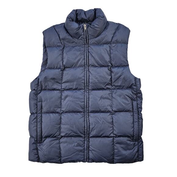 Eddie Bauer Goose Down Puffer Vest Mens Small Quilted Pockets Navy Blue Gorpcore - Picture 1 of 12